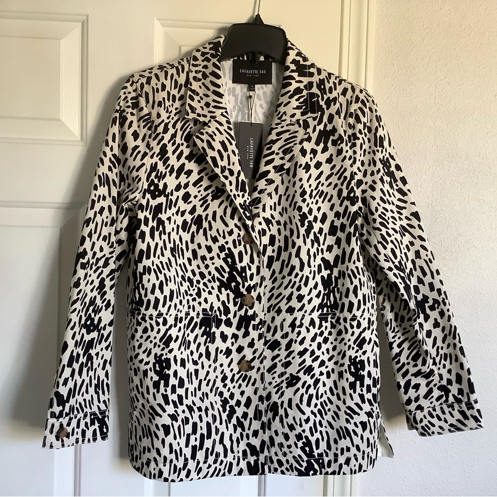 Lafayette 148 New York Black and Cream Patterned Blazer